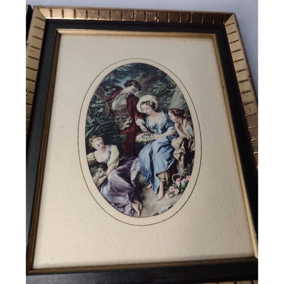 Nicholas Lancret Lithograph Framed Art Prints Vtg France Renaissance Pair READ - Picture 2 of 7
